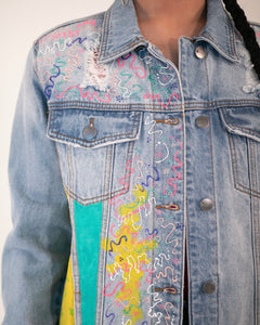 ‘My Thoughts’ Jacket - Hand Painted by Reverie (Size Small)