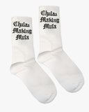 ‘Chulas Making Mula’ Crew Socks (White)